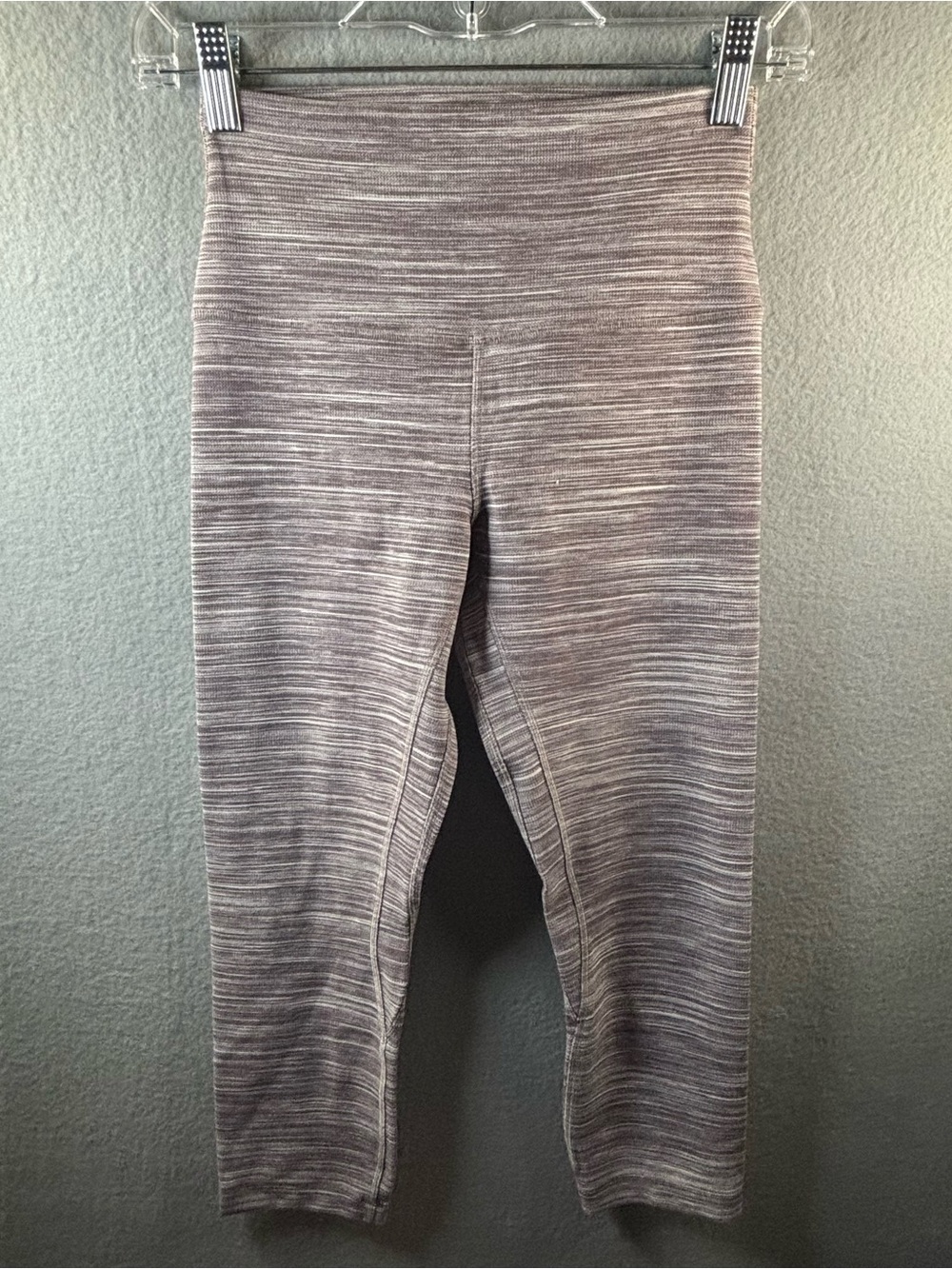 Lululemon Womens 6 Black Cherry Space Dye Cropped Leggings High Rise Yoga Pants